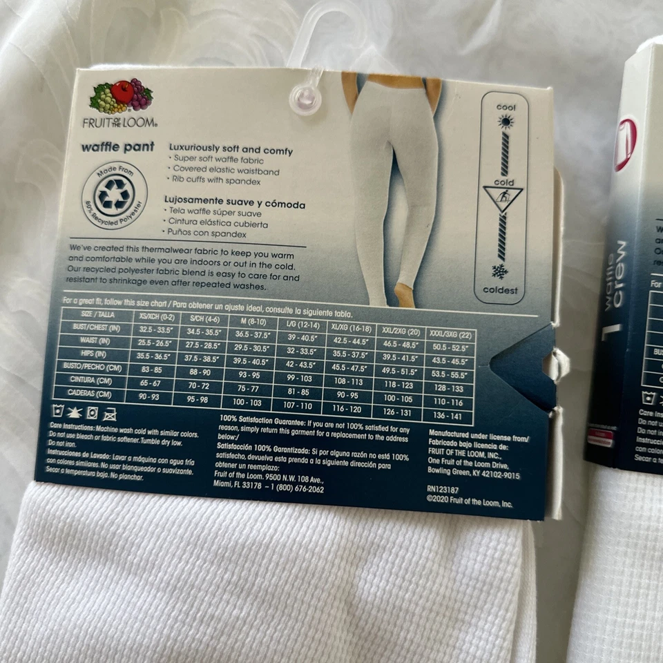 Fruit of the Loom BeyondSoft 2pc Waffle Crew Top & Pant set XXL/2XG(20) White - Image 4 of 4