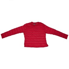 Red Lace Cropped Sweater, Long Sleeve, Round Neck, Women Size XXL