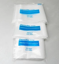 300 Assorted Zip Seal Lock Bags 5x5 6x6 7x7 Clear 2MIL Zippit Reloc 3 Sizes Bags