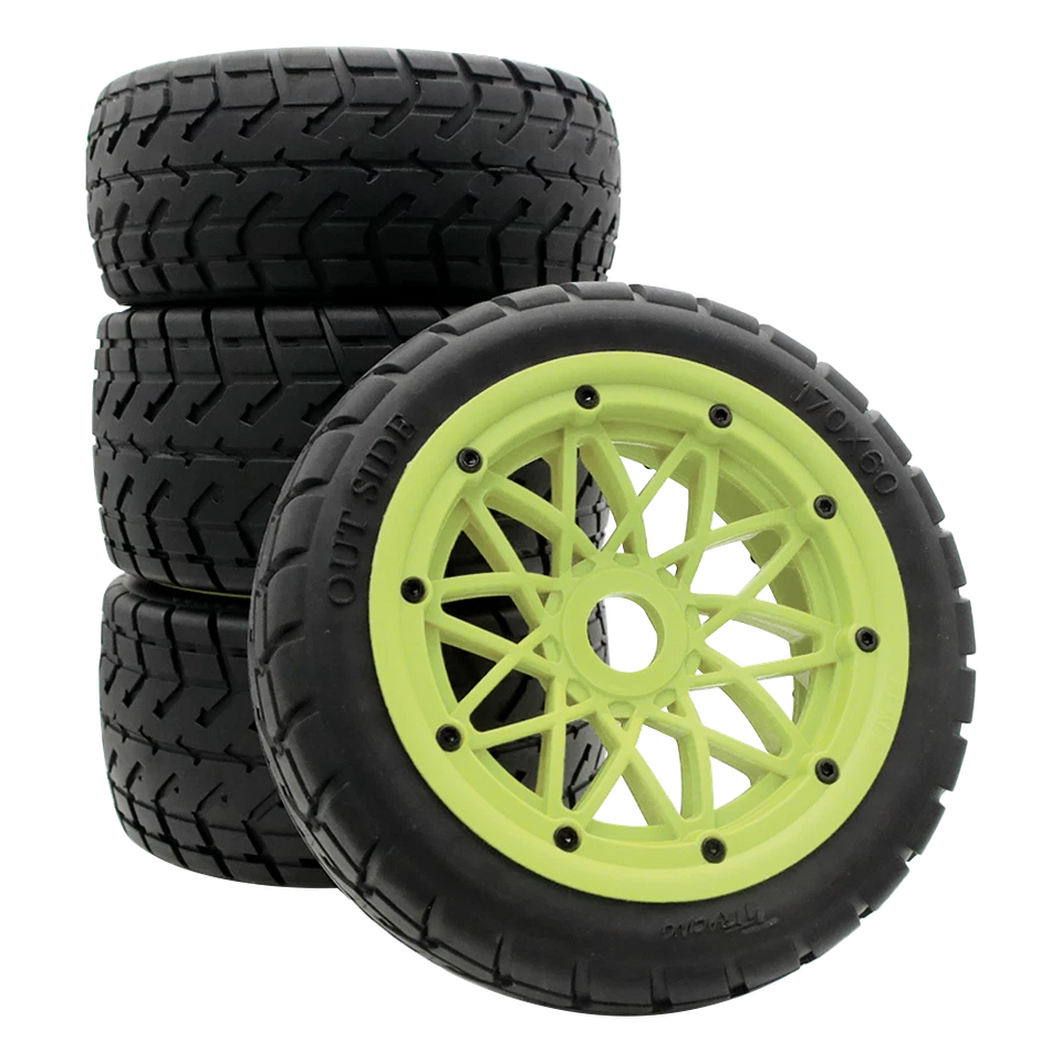 Grüne Nylon-Felgen Vorder Hinterrad-Straßenreifen für 1/5 HPI Rovan Baja 5B SS - Bild 3 von 4