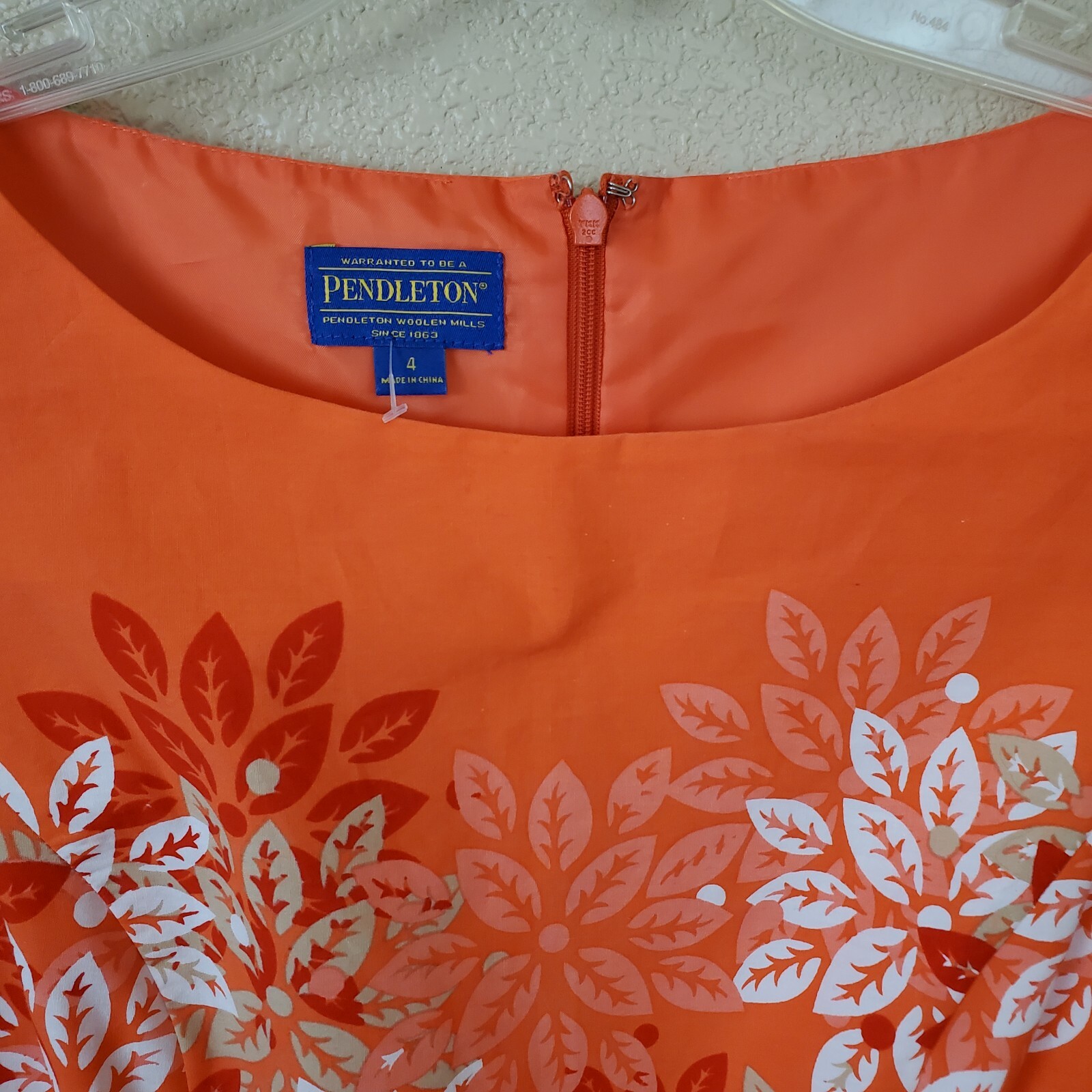PENDLETON Orange Floral Lined Cotton Sleeveless D… - image 9
