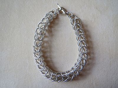 925 Sterling Silver Byzantine Style Bracelet Toggle Clasp 23 Grams 7.5''