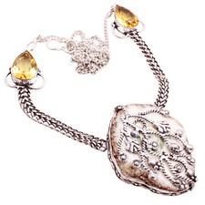 Solar Quarz Edelstein Versilbert Handmade Schmuck Halskette Geschenk 30 G N-1265