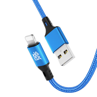 USB-A auf 8-Pin Nylon Ladekabel für Apple iPhone, iPad - blau 0,5m - 3m