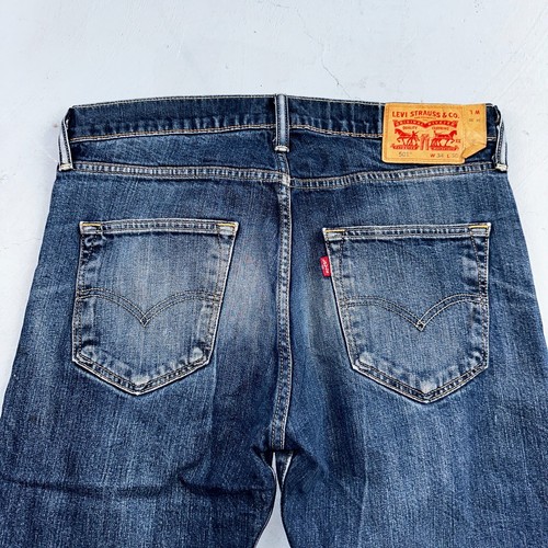 Levis 501 Y2K XX Straight Leg Jeans Blue VTG Whiskers Wash 34x30 Act 34x29 - Picture 17 of 19