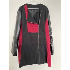 Patchwork Gothic Overcoat Full Leather Sleeve Plus Size 5x