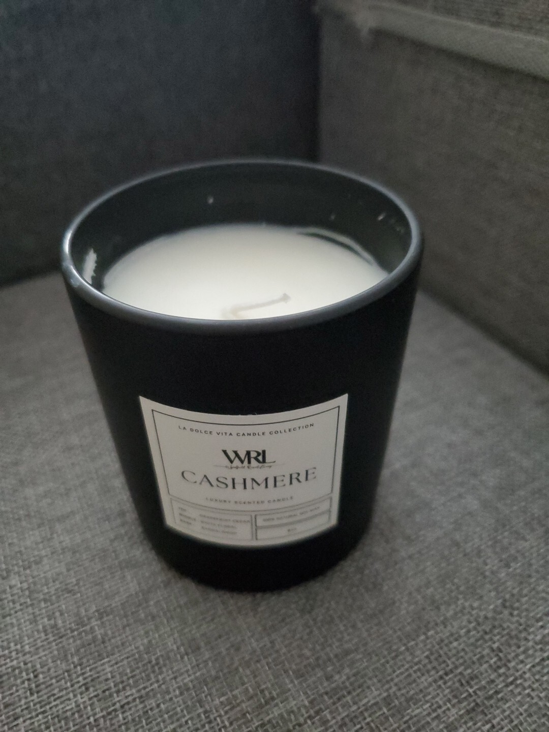 Cashmere Scented Candle Organic Soy Wax Extra Matte Black