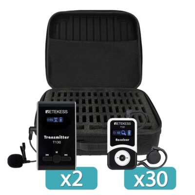 Retekess T130 Wireless Tour Guide System 2 Sender 30 Empfänger 60-Port Tasche