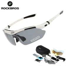 ROCKBROS Polarized Cycling Sunglasses Bike Goggles Riding Hiking Glasses White