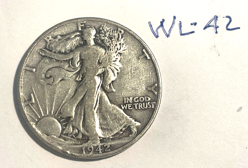 1942 Liberty Walking Silver Half Dollar, USA Silver 50-Cent Coin WL-42