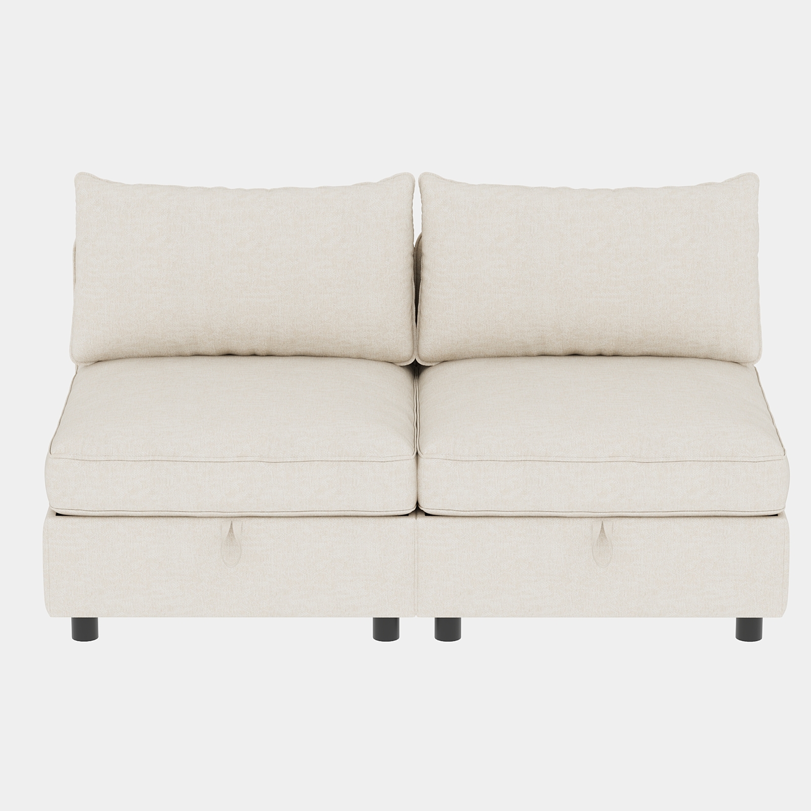 Armless Modular Sectional Sofa Seat with Convertible Storage and Sleeper Function