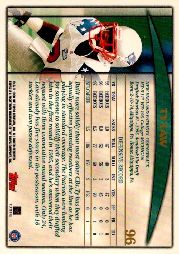 1998 Topps Gold Label Rod Smith Denver Broncos #96 - Image 2 of 2