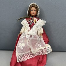 Vintage Antique French Celluloid Doll Hand Painted Blue Eyes Bonnet Earrings