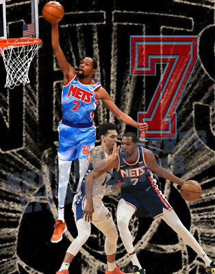 Brooklyn Nets Lithograph print of Kevin Durant 2022 11 x 14