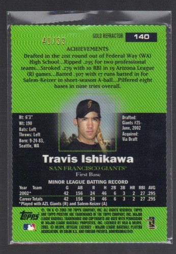 2003 Topps Pristine Gold Refractor  UPICK  Cards:6-186   Pr: XX/69 - Picture 73 of 145