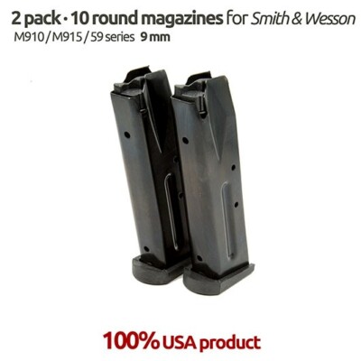 2 Pack Smith & Wesson 59/M915/M910/Marlin Camp 9 10 Round 9MM Magazines Blue