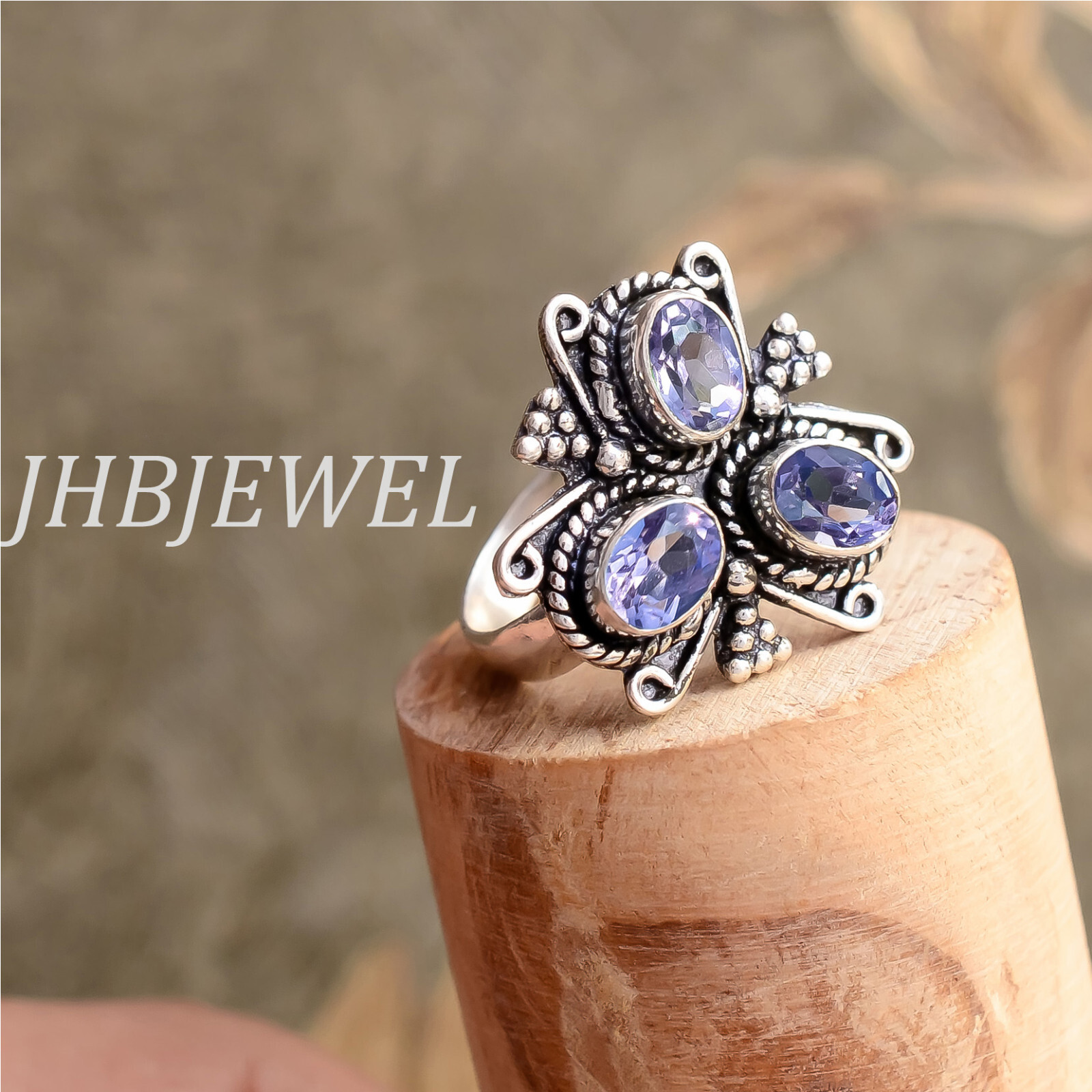 Faceted Amethyst Butterfly Ring in 925 Sterling Silver Jewelry Gift
