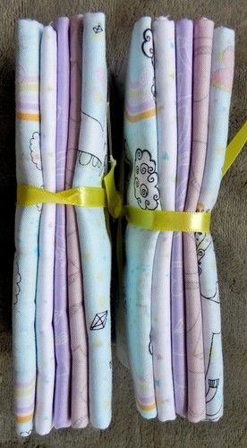 2 Fat Quarter Bundles by Loops & Threads, Baby Unicorns Rainbows, 10 Pcs 18"x21" - Picture 3 of 4