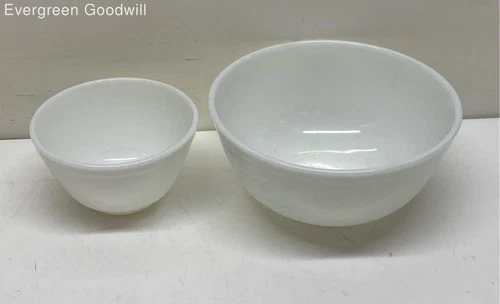 Pair of Pyrex Milk White Mixing Bowls