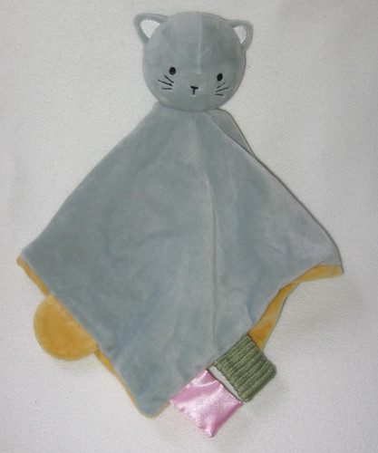 IKEA GULDVÄVARE Cat Baby Lovey Security Blanket Plush Toy Blue Yellow