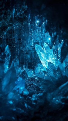 Glowing Crystal Cave Phone Wallpaper 4K iPhone Fantasy Blue Lock Screen