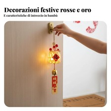 Decorazione sospesa bambù DIY, frutta rossa, decorazione porta Capodanno