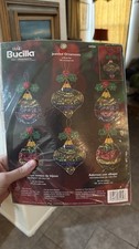 Bucilla 84950 Jeweled Felt Applique Sequins 6 Christmas Ornament Kit USA Sealed