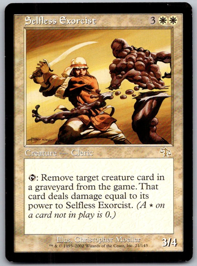 Selfless Exorcist 21 Rare Judgment Magic: The Gathering Lightly Played