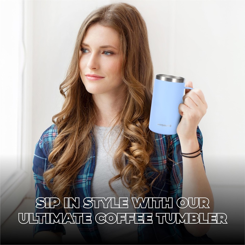 24oz Pastel Blue Stainless Steel Tumbler with Handle - Reusable Coffee Mug 24oz Pastel Blue Stainless Steel Tumbler with Handle - Reusable Coffee Mug