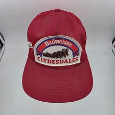 Vintage Budweiser Clydesdales Beer Snapback Cap Trucker Hat Horses Pin USA OSFA