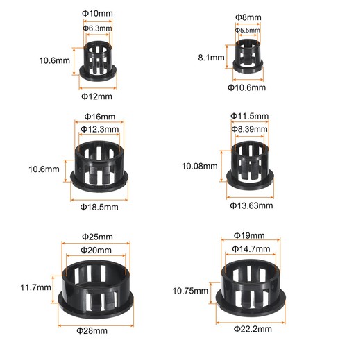 160pcs Snap in Cable Grommet Mounted Dia 5/16" 25/64" 29/64" 5/8" 3/4" 1" - Afbeelding 2 van 4