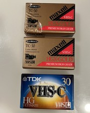 VHS-C HGX Gold Maxell - TDK TC-30 Video Camera Cassette Tape For Camcorder