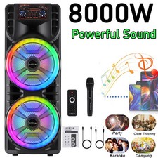 Dual 12" Rechargeable Party Speaker TWS BT Speaker USB/SD/FM/RGB LED Light  Mic