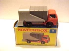 Matchbox Lesney No 7 Refuse Garbage Collection Truck Orange Cab Gray Bed In Box