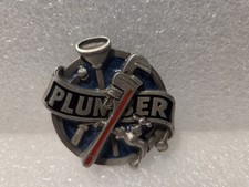 Plumbing Plumber Pipefitter Pipe Wrench Tool 1980s Vintage Belt Buckle