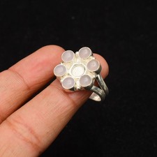 Rose Chalcedony Gemstone 925 Sterling Silver Jewelry Ring Size 9.5