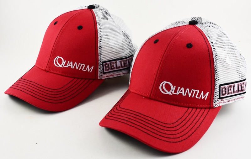 (LOT OF 2) QUANTUM NEXT GENERATION SNAPBACK TRUCKER CAP OSFM RED & WHITE