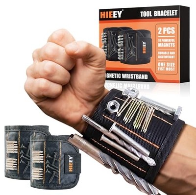 HIEEY Magnetic Wristband Tool Holder - 2 Piece Set