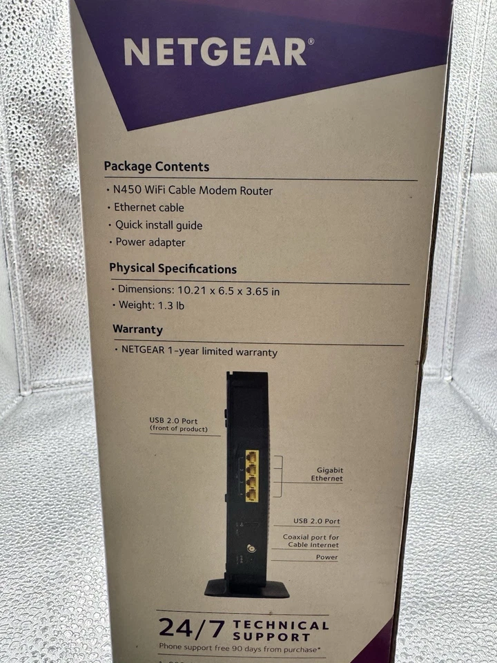 Netgear N450 WiFi Cable Modem Router CG3000DV2 DOCSIS 3.0 Xfinity Spectrum COX - Image 3 of 4