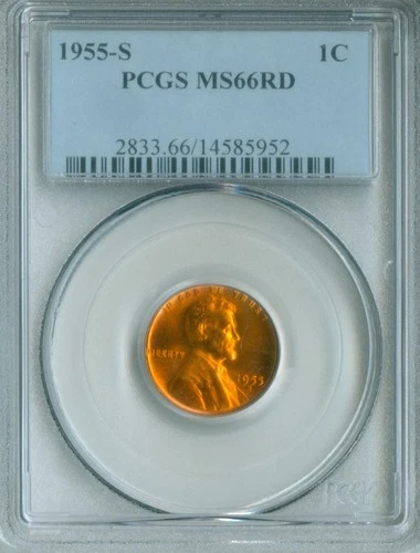 1955-S LINCOLN CENT PCGS MS66 RED  (2228009)