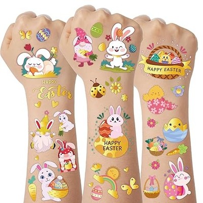 10 Sheets Glitter Easter Temporary Tattoos for Kids - Easter Tattoos Religious