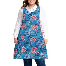 Plus Size Cross Back Apron for Women Canvas Adjustable with 2 Large Pockets K...