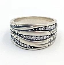 Silpada Sterling Silver 925 CZ Organics R2035 Band Style Ring Sz 10