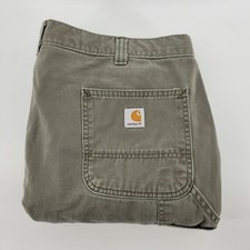 Carhartt B324ARG Carpenter Pants Mens 42x30 Green Canvas Workwear Dungaree Fit