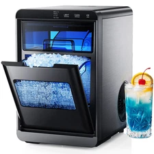 Simzlife Nugget Ice Maker Countertop, 44.9lbs per Day Chewable Pebble Nugget