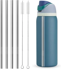 Metal Straw Replacement for Owala Water Bottle 40 Oz Accessories, with 2 Straw C