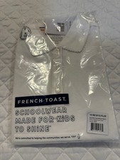 French Toast Girls Long Sleeve Picot Collar Polo Uniform Plus M 10/12 White