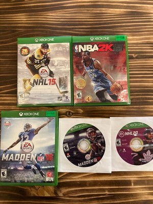 5 XBOXONE Game Bundle - Madden 16&18, NHL 15&20, NBA 2K15 (BF)