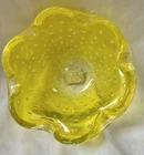 Vintage KREISS Yellow Controlled Bubble Murano Style Art Glass Bowl