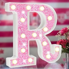LED Marquee Letter Lights, Light Up Letters Glitter Alphabet Letter Sign Batt...